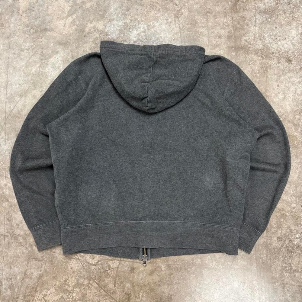 Y2K Polo Ralph Lauren Charcoal Gray Essential Full Zip Hoodie Fits XL - Picture 3 of 4